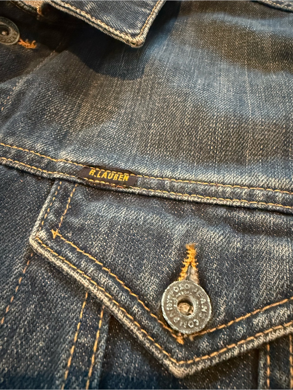 VTG Polo Jeans Company Ralph Lauren Trucker Jacket Dark Wash Denim Men’s Size S - Picture 2 of 16